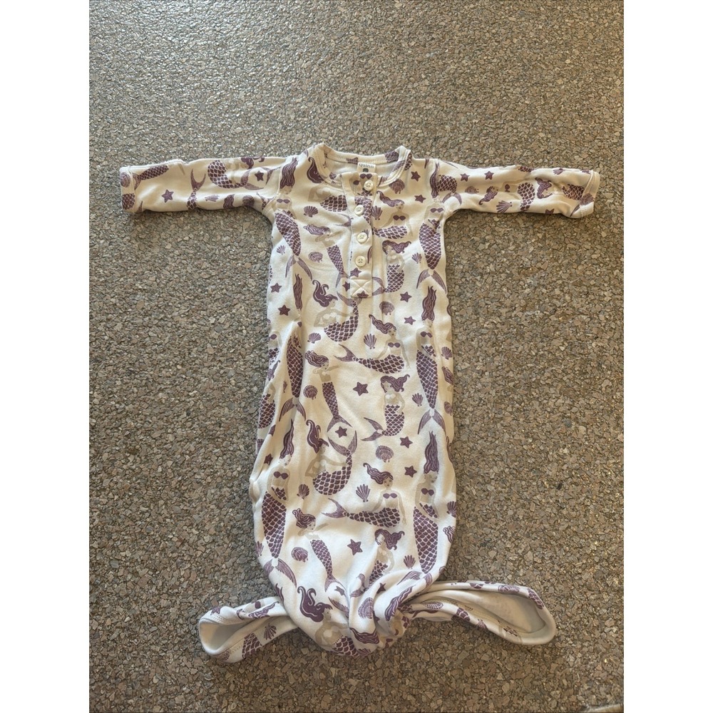 LKate Quinn Knotted Nightgown Mermaids Seashell Ocean Theme 0-3months Organic C